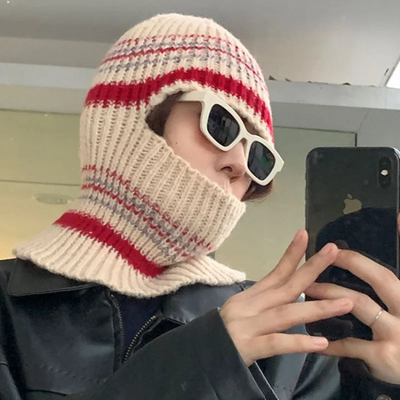 Masque en Laine Rayé Beige