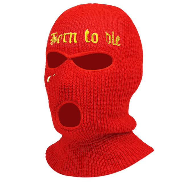 Taille unique - rouge - cagoule pour adulte, pull chaud à trois trous,  chapeau en laine, masque facial tricoté pour homme et femme
