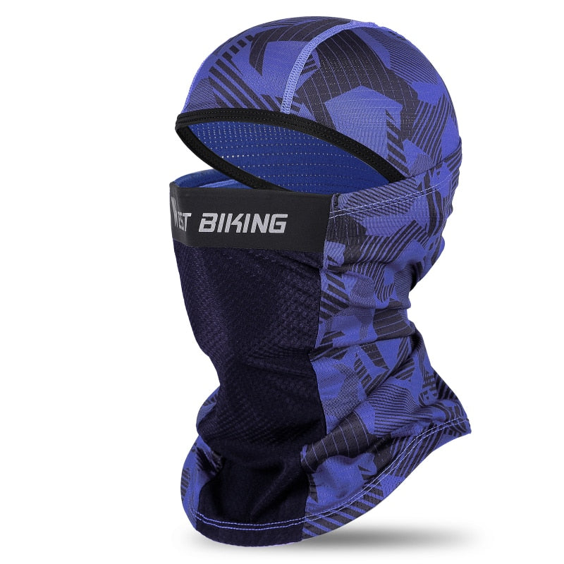 Coupe-Vent Masque Cycliste Bleu à Motifs