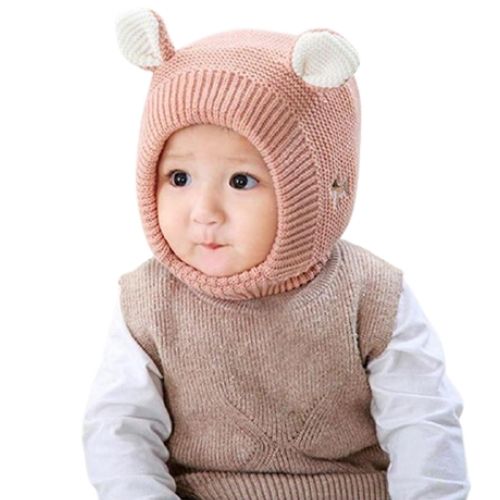 Bonnet en laine hiver enfant enfant bébé coupe-vent à capuche cagoule jaune  